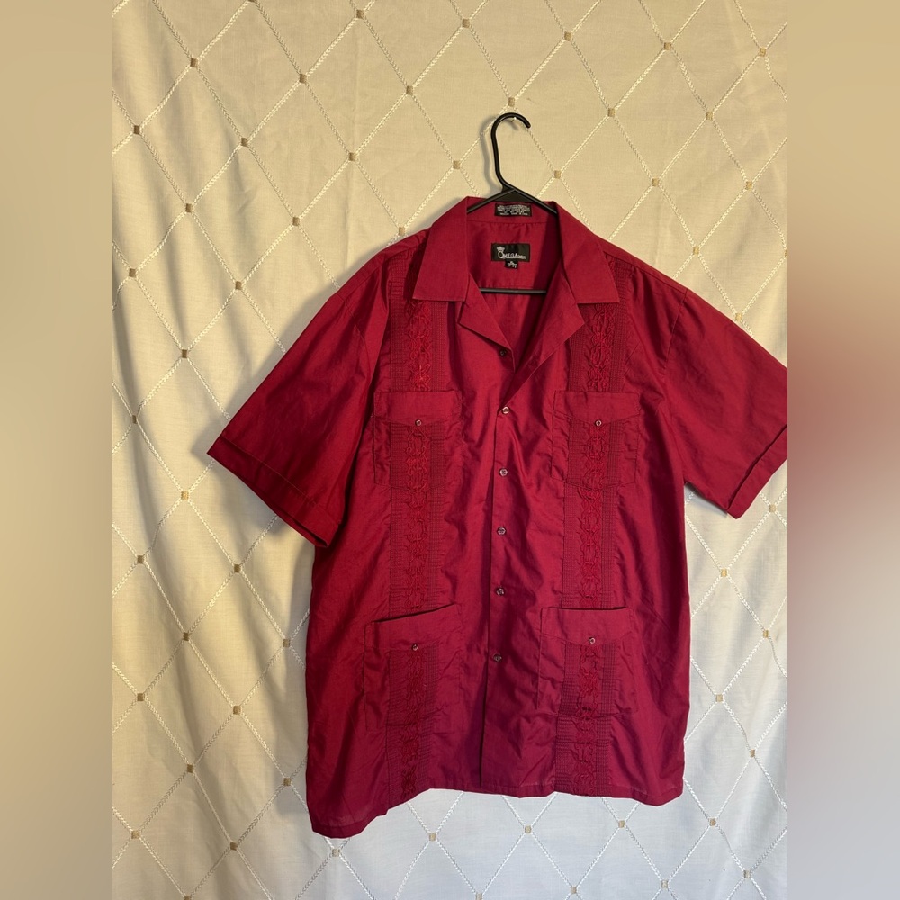 Qmega Men's burgundy Short Sleeve Shirt